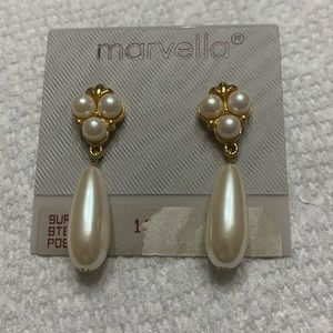 Vintage pearl and gold drop earrings